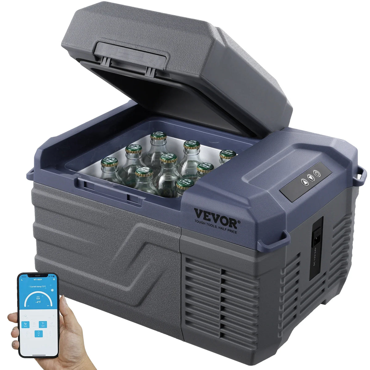 12L Car Refrigerator,12V Car Fridge,Single Zone Portable Freezer,-4℉-68℉ Range,12/24V DC and 100-240V AC Compressor Cooler