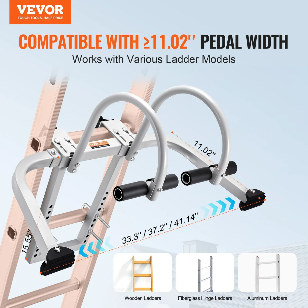 Ladder Stabilizer 2in1 Extension Wall Ladder Standoff Hook Roof Ridge Ladder Accessories Both Horizontally and Vertically