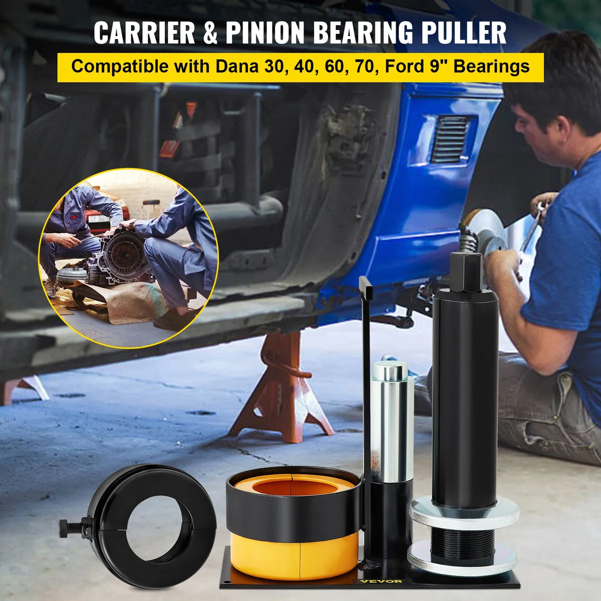 Pinion Puller Tool Compatible with Dana 30 40 60 70 Ford 9" Bearings 45# Steel Clamshell Carrier Bearing for Auto Repair