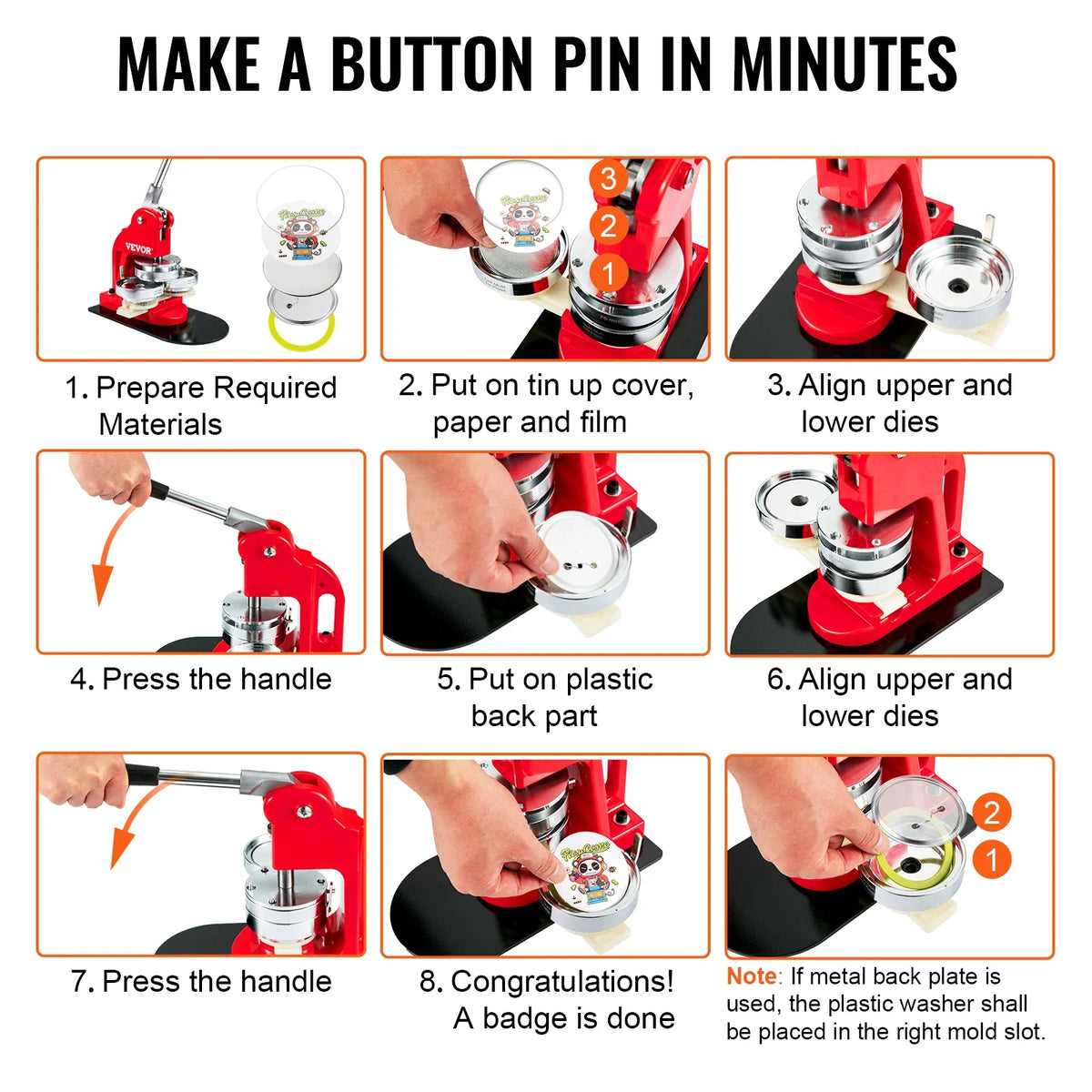 500 Sets Pin Back Button Parts 25/32/58mm Metal and Plastic Pin Badges Parts Supplies for DIY Button Badge Maker Machine