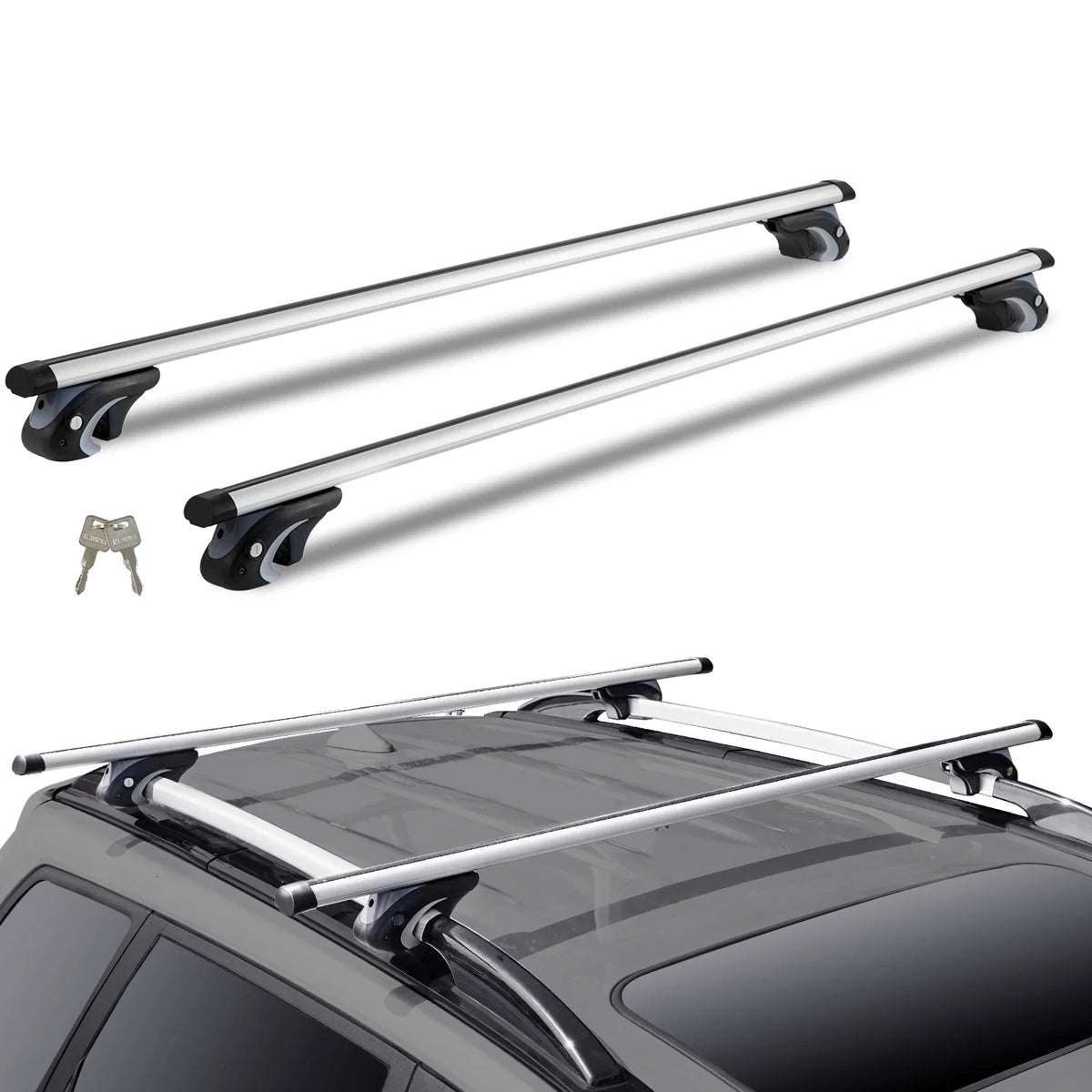 Universal Roof Rack Cross Bars, 54" Aluminum Roof Rack Crossbars,Fit Existing Raised Side Rail w/Gap,200 lbs Load Capacity