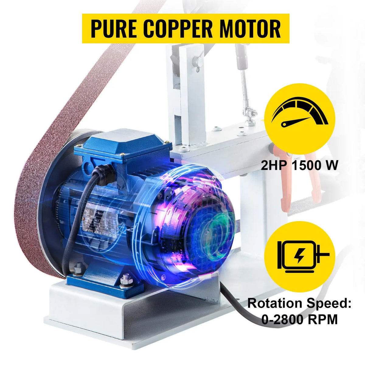 2HP 2x82'' Belt Grinder - Variable/Constant Speed w/3 Moulds & 12'' Wheel, Flat Platen for Metalworking/Knife Making