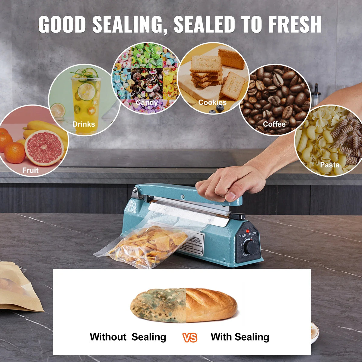 8/12/16in Impulse Shrink Wrap Sealer Manual Heat Poly Bag Sealing Machine with Adjustable Mode for Plastic Mylar PP Bags