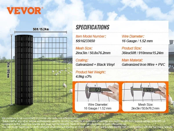 Hardware Cloth Galvanized Wire Mesh Roll Vinyl Coating Metal Wire Mesh for Chicken Coop Barrier Poultry Enclosures Black