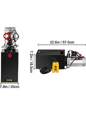 Car Jack Hydraulic Pump 12V DC Single Acting 4-20 Quart Dump Trailer Power Unit Remote Control Crane Truck Car Lift Motor