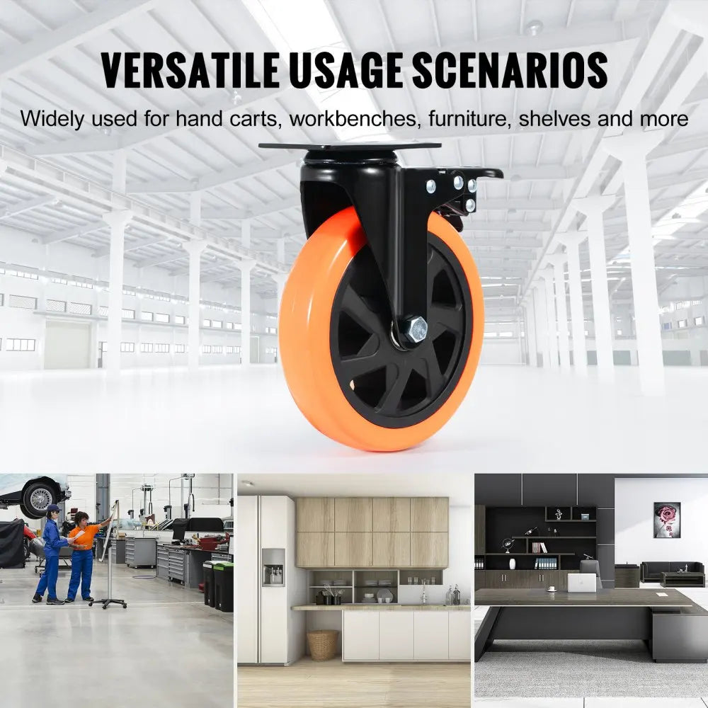 2/3/4/5/6-inch Swivel Plate Casters Set of 4 with Security Dual Locking PVC Caster Wheels for Cart Furniture Workbench