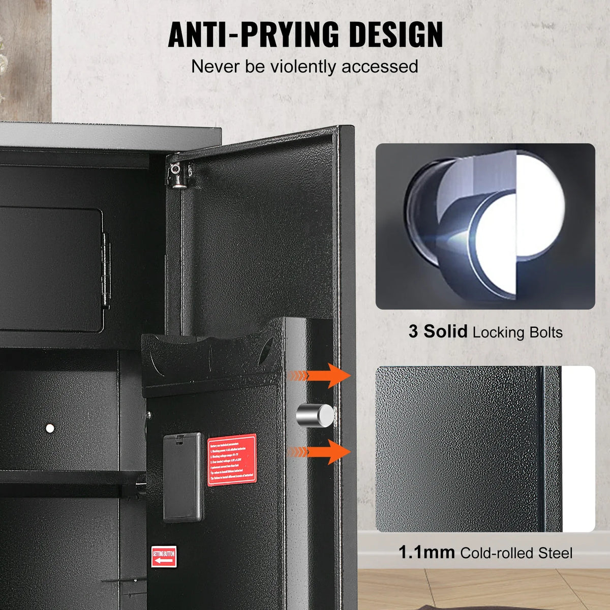 6 Rifles Gun Safe Rifle Safe W/ Fingerprint & Digital Keypad Lock Removable Gun Storage Cabinet W/ Built-in Storage Locker