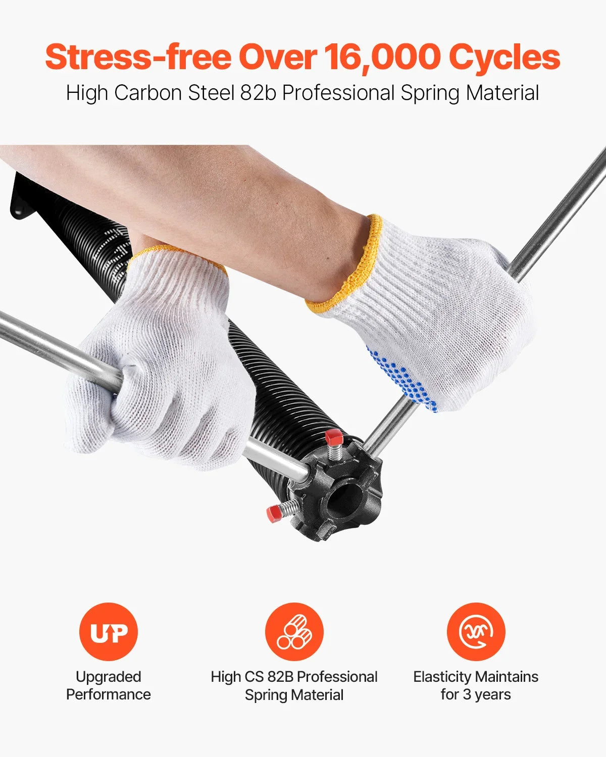 Garage Door Torsion Springs Pair 16000 Cycles Electrophoresis Black Coated for Replacement Garage Door Springs