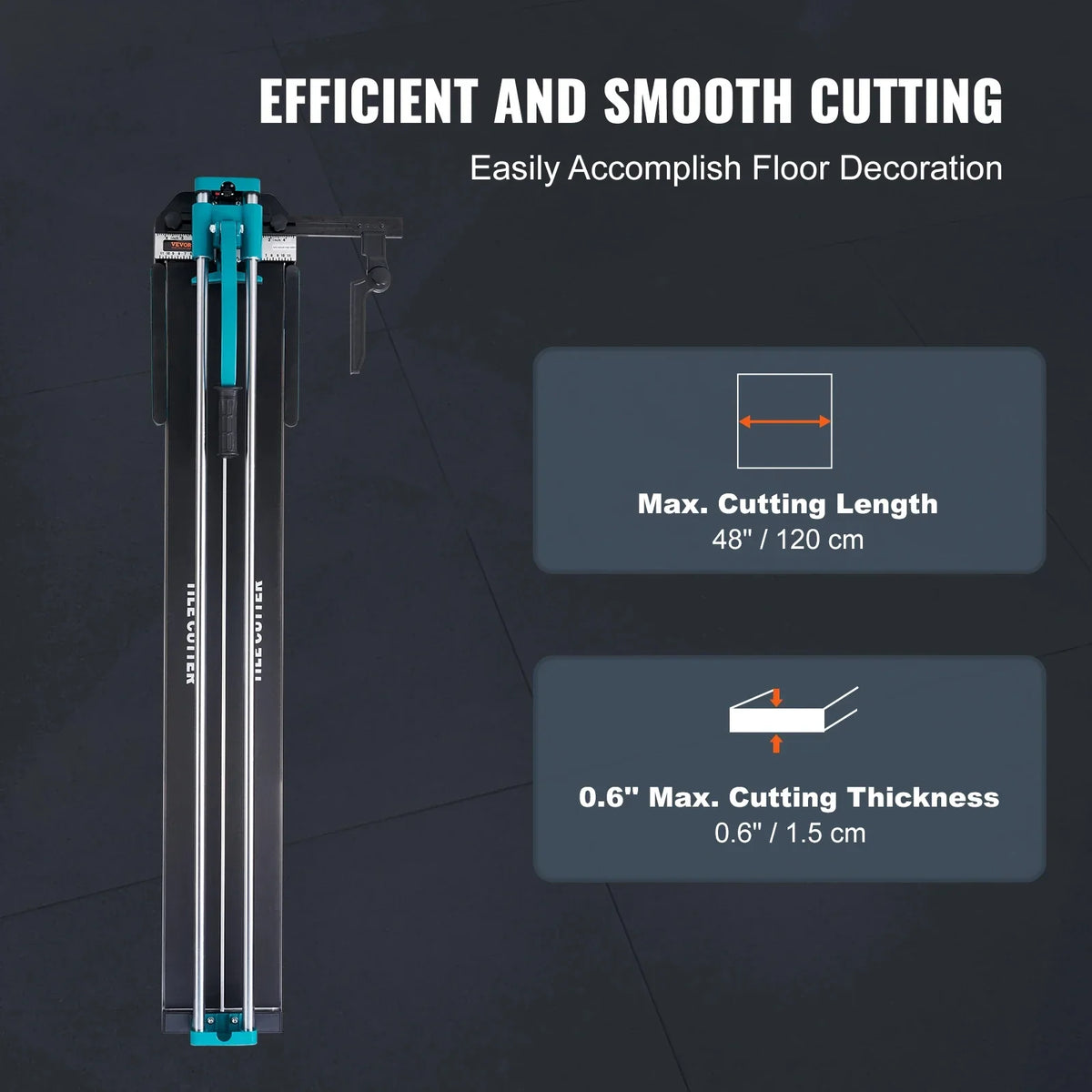 Manual Tile Cutter Laser Positioning Single Rails W/ Supporting Feet Professional Push Knife for Cutting Ceramic Porcelain