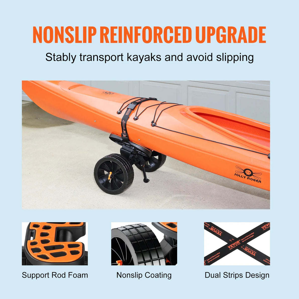 320lbs Load Capacity Detachable Canoe Trolley Cart with 10'' Solid Tires for Kayaks Paddleboards Float Mats Jon Boats