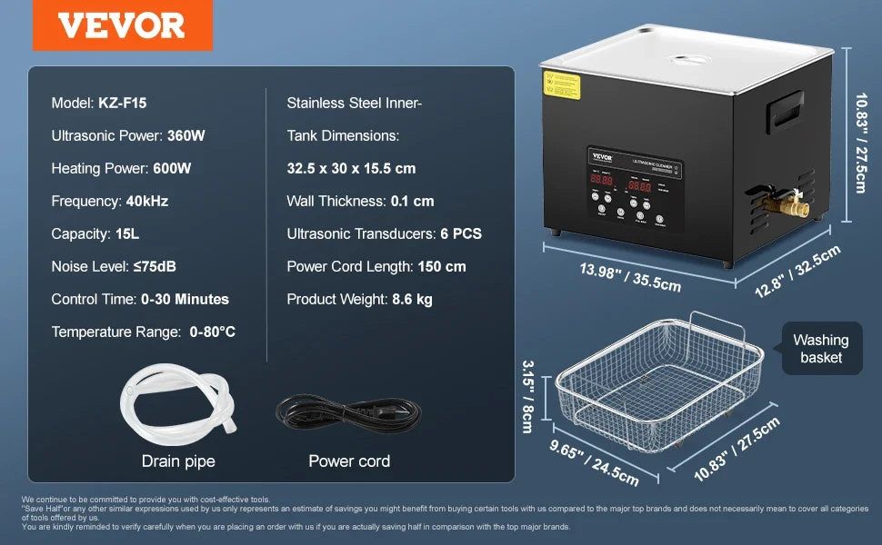 Ultra Sonic Cleaner 2/3/6/10/15/30L 300W 40kHz Digital Ultrasonic with Timer&Heater with Basket for Gun Parts Bullets