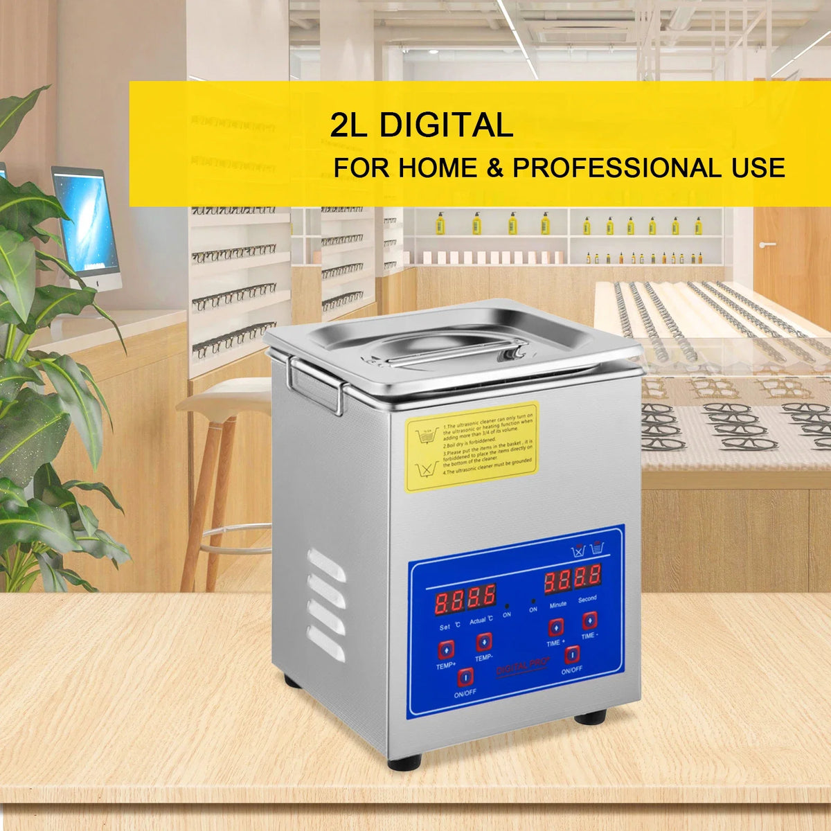 2L Digital Ultrasonic Cleaner with Timer 40kHz 304 Stainless Steel Sonic Cleaner for Jewelry Watch Glasses