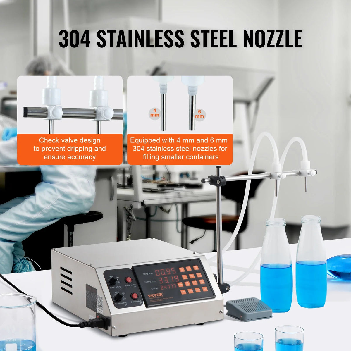 30-4000ml Liquid Filling Machine Double Nozzle Automatic Bottle Filler with Digital Control for Milk Water Wine Beverage