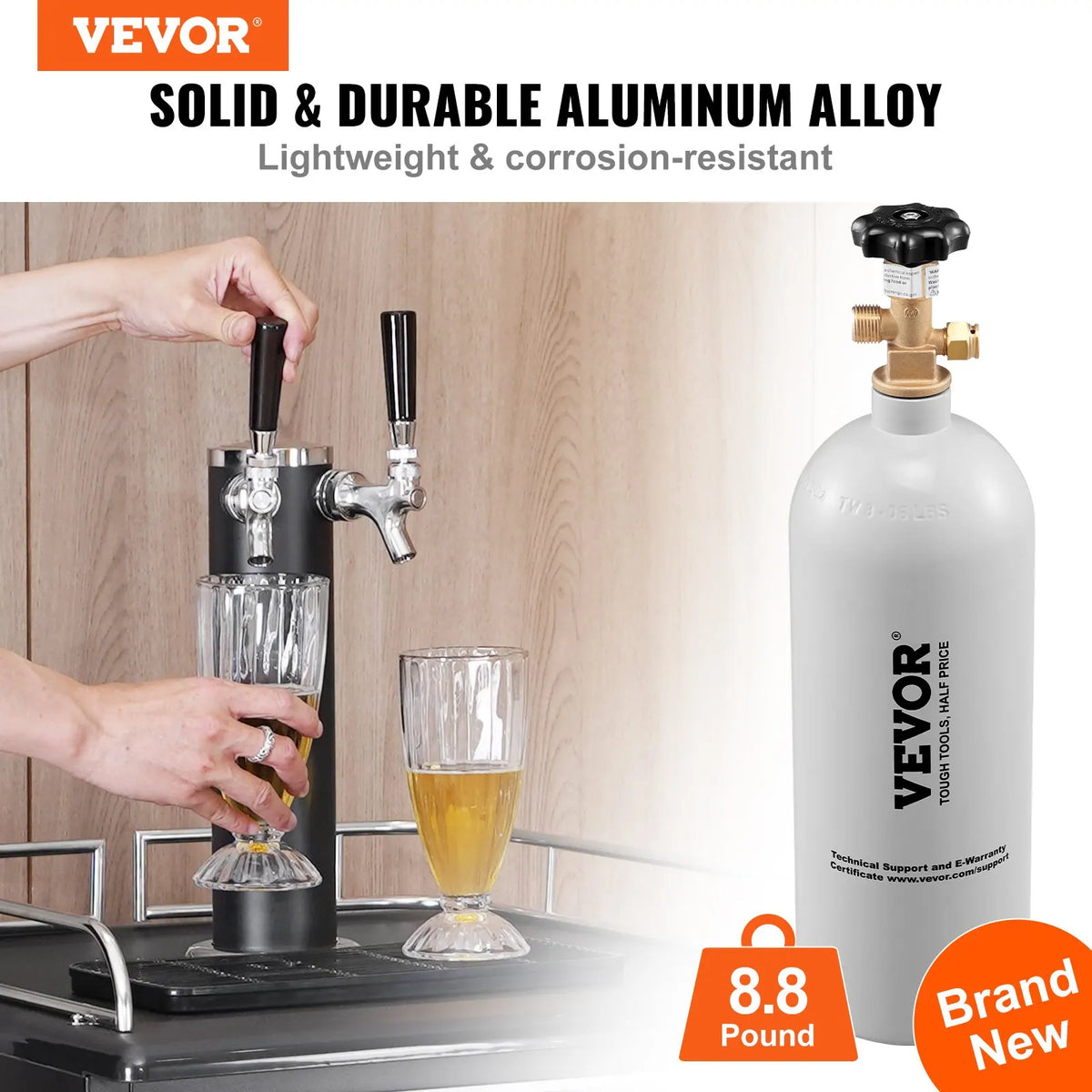 5 Lbs CO2 Tank Aluminum Gas Cylinder, Brand New CO2 Cylinder with Gray Spray Coating, CO2 Tank with CGA320 Valve