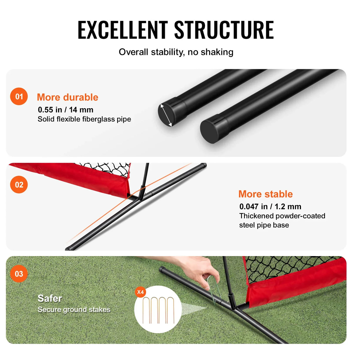 Barricade Backstop Net Ball Sport Barrier Netting Portable Practice Equipment with Carry Bag Protect Screen for Training