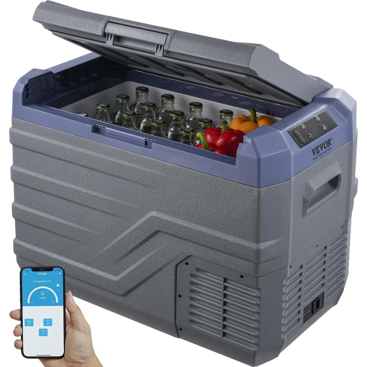 37L Car Refrigerator, 12V Car Fridge, Single Zone Portable Freezer, -4℉-68℉, 12/24V DC and 100-240V AC Compressor Cooler
