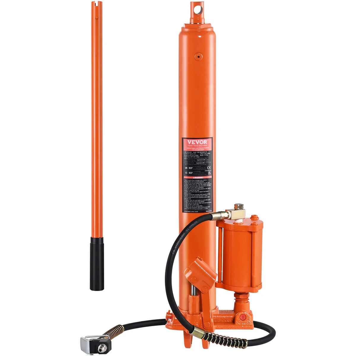 Hydraulic Long Ram Jack 8 Ton Engine Hoist Cylinder with Air Pump for Engine Lift Hoists Garage Cranes Mechanical Farm