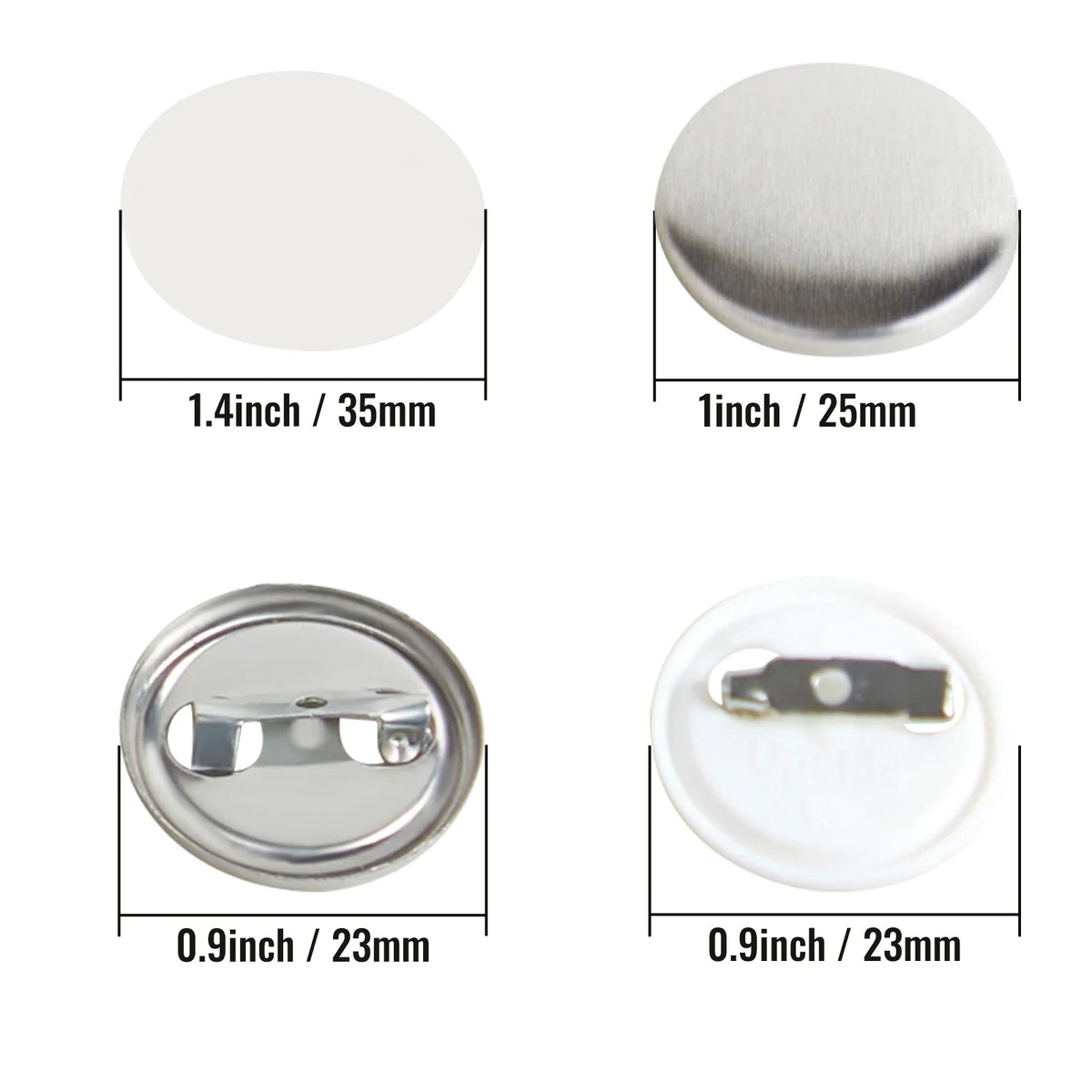 500 Sets Pin Back Button Parts 25/32/58mm Metal and Plastic Pin Badges Parts Supplies for DIY Button Badge Maker Machine