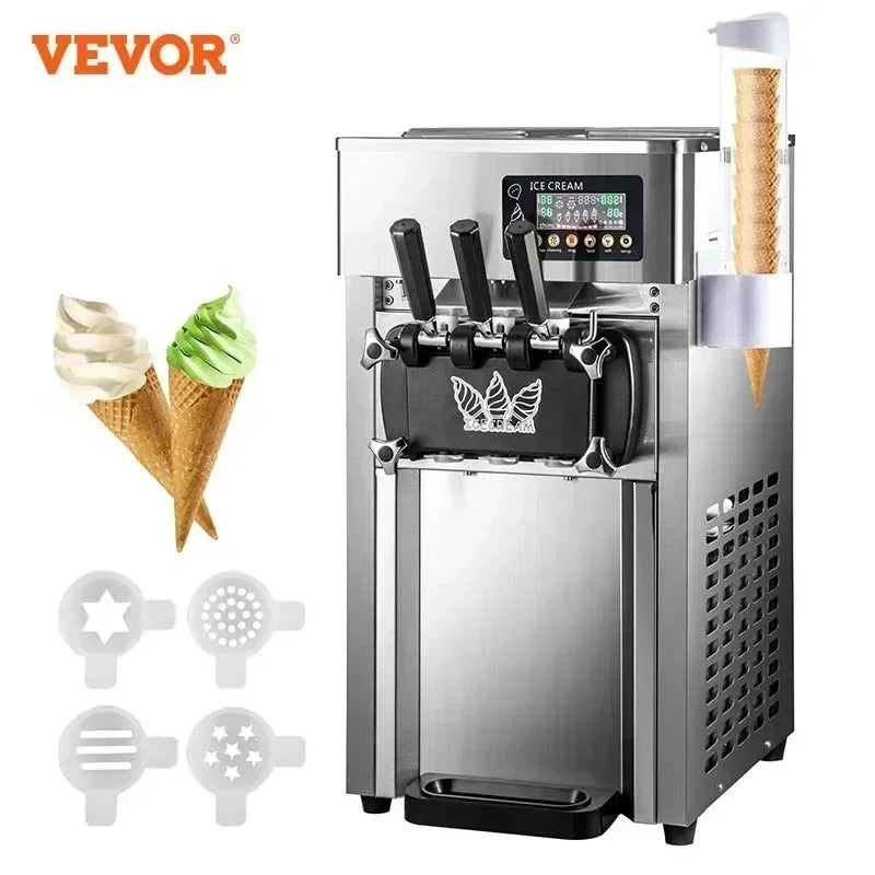Ice Cream Machine 1200W A168 Panassonic  Compressor Ice Cream Maker 3Flavors Ice Cream Making Machine 4 Nozzles LCD Pannel