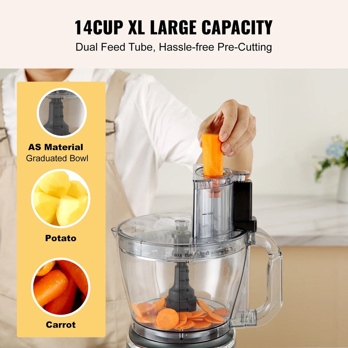 Food Processor,600W Stainless Steel Blade Professional Electric Food Chopper, Easy Assembly & Clean,for Chopping, Mixing