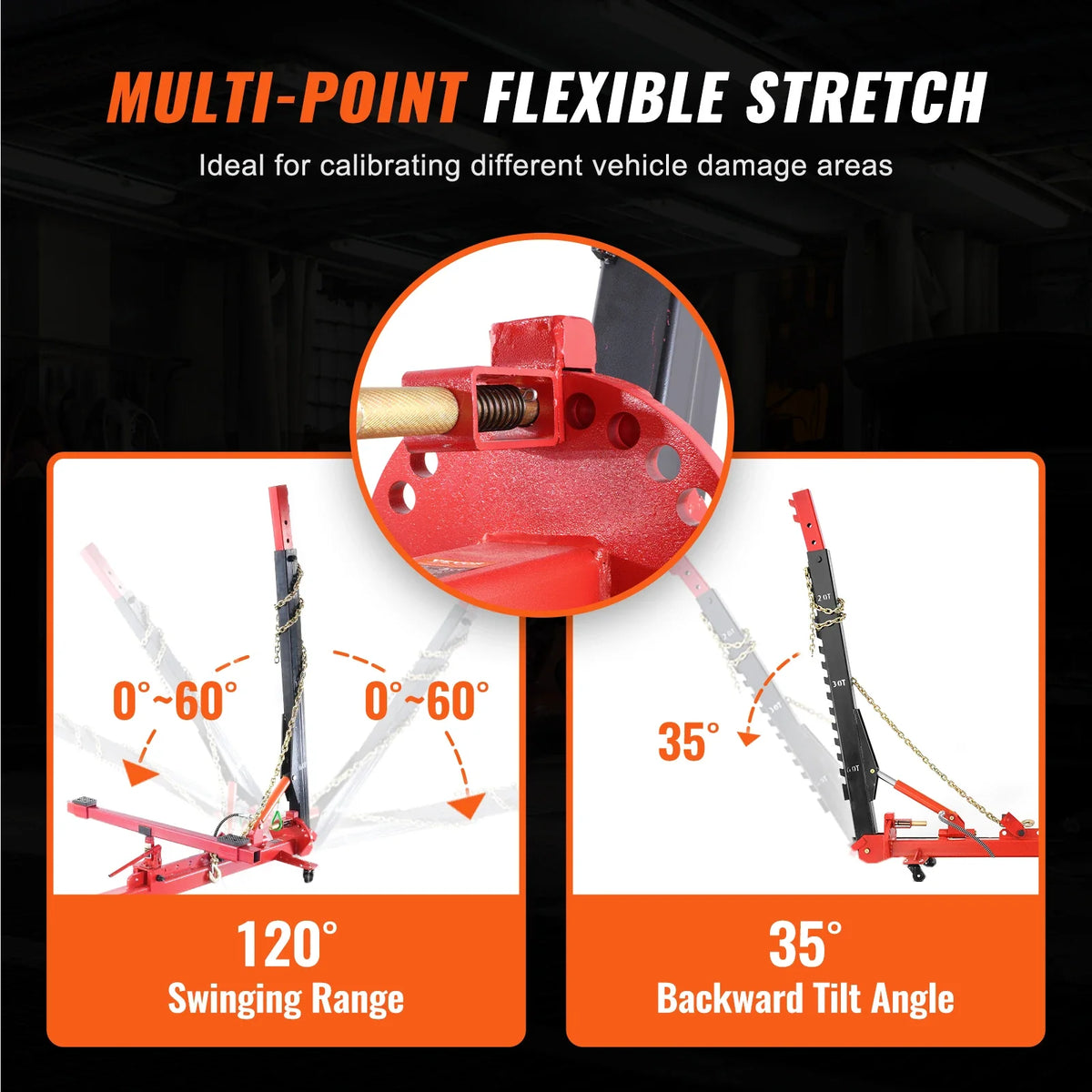 6 Ton Tension Car Frame Puller, with Swivel Post, Hydraulic Foot Pump and Pulling Clamp Set, for Auto Body Frame Repair