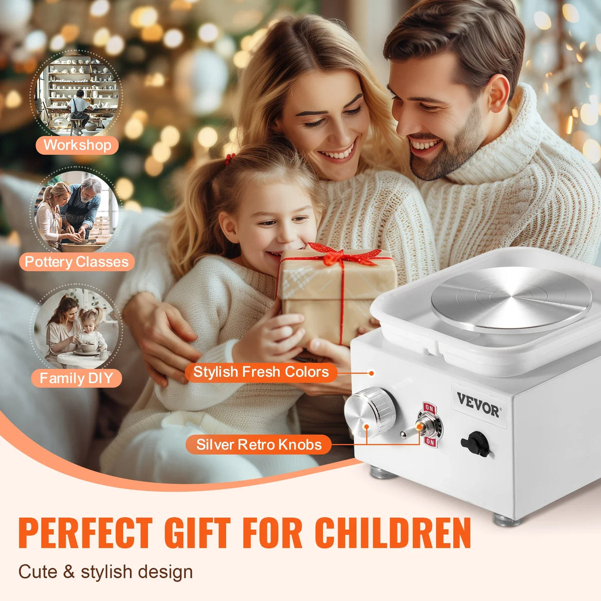 Mini Pottery Wheel 320RPM Adjustable Speed Electric Ceramic Wheel Machine for Art Craft Work Home DIY