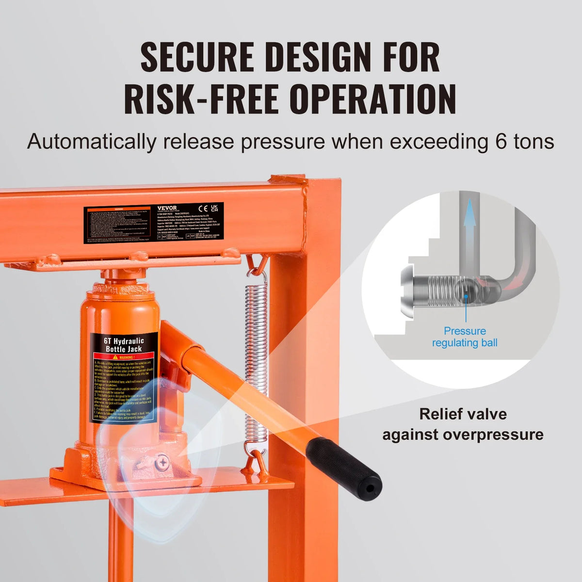 Hydraulic Shop Press, 6/12 Ton H-Frame Hydraulic Garage/Shop Floor Press, Adjustable Shop Press with Press Plates