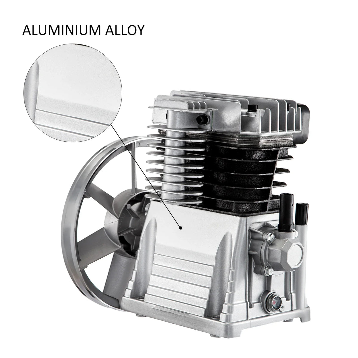 3HP 12CFM 1300RPM High-Spped Single Stage Twin Cylinder Aluminum Air Compressor Head Piston Style Splash Lubrication Pump