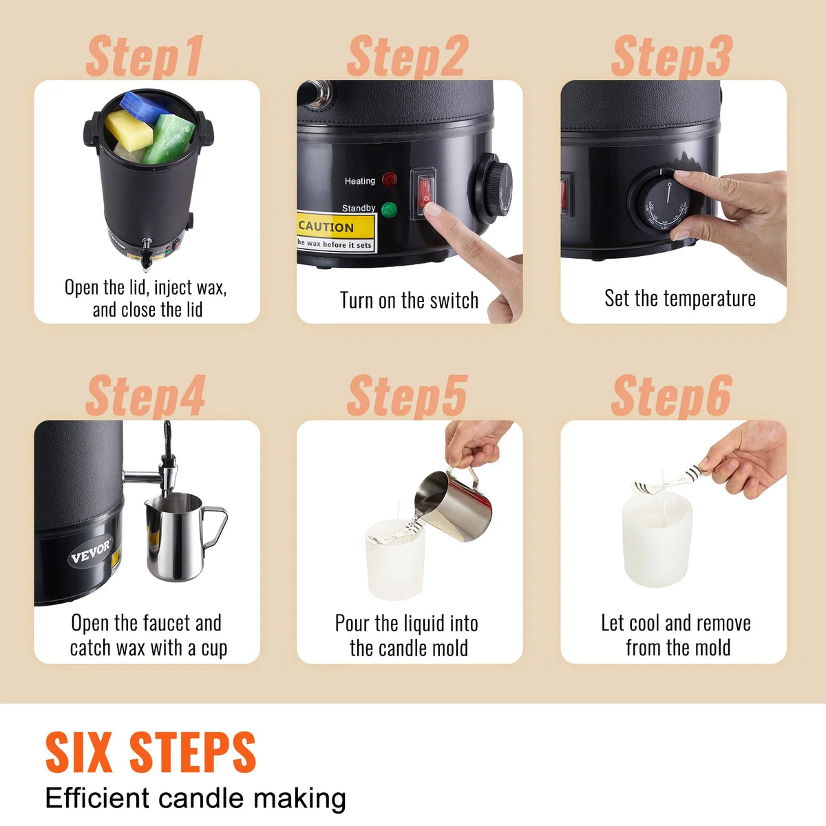 5/10L Wax Melter for Candle Making,Extra Large Electric Wax Melting Pot,w/Easy Pour Spout & 9level Temp Control,Easy Clean