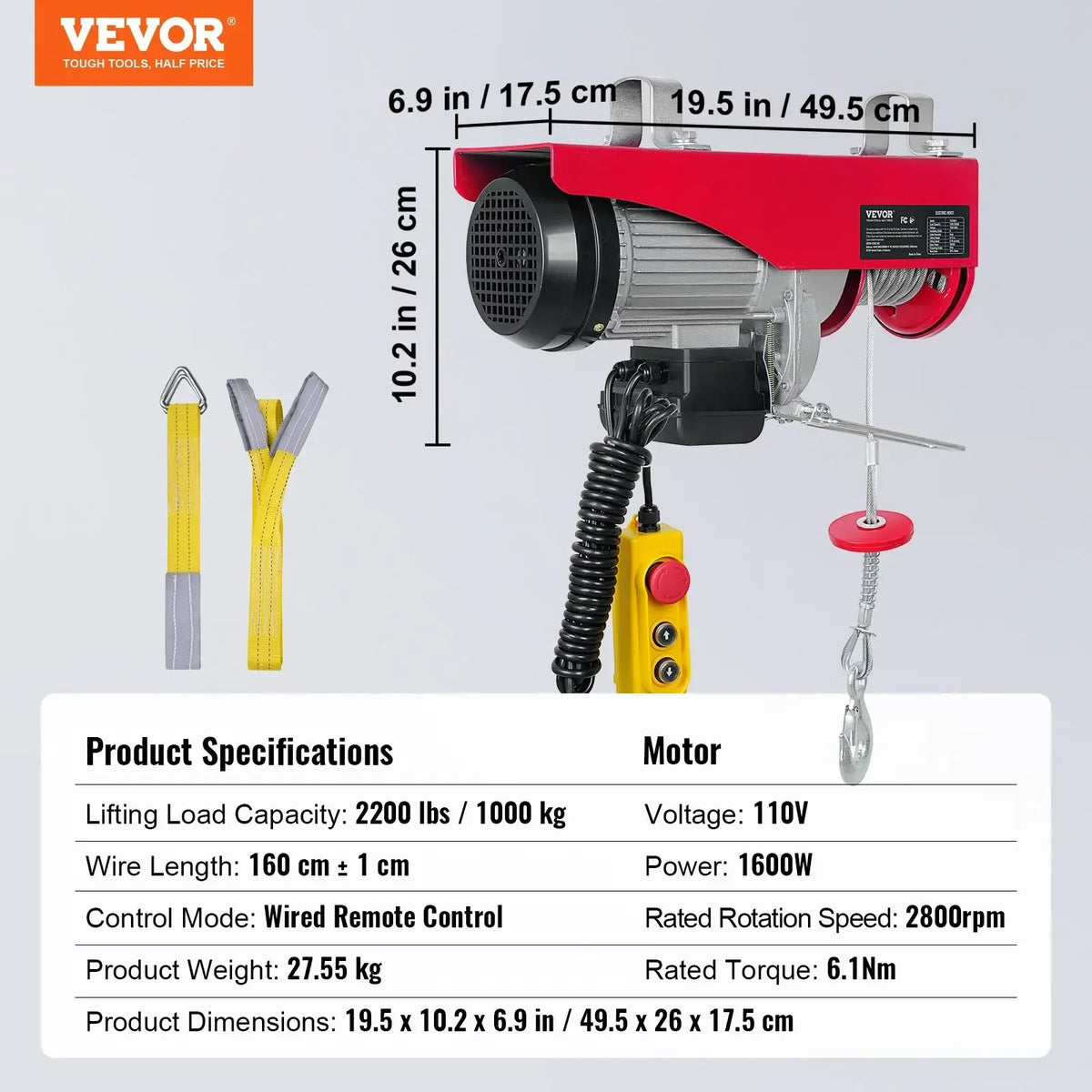 Electric Hoist 200-1000kg with Wired/Wireless Remote Control Lifting Crane Cable Hoist Winch for Boat Car Garage Elevator