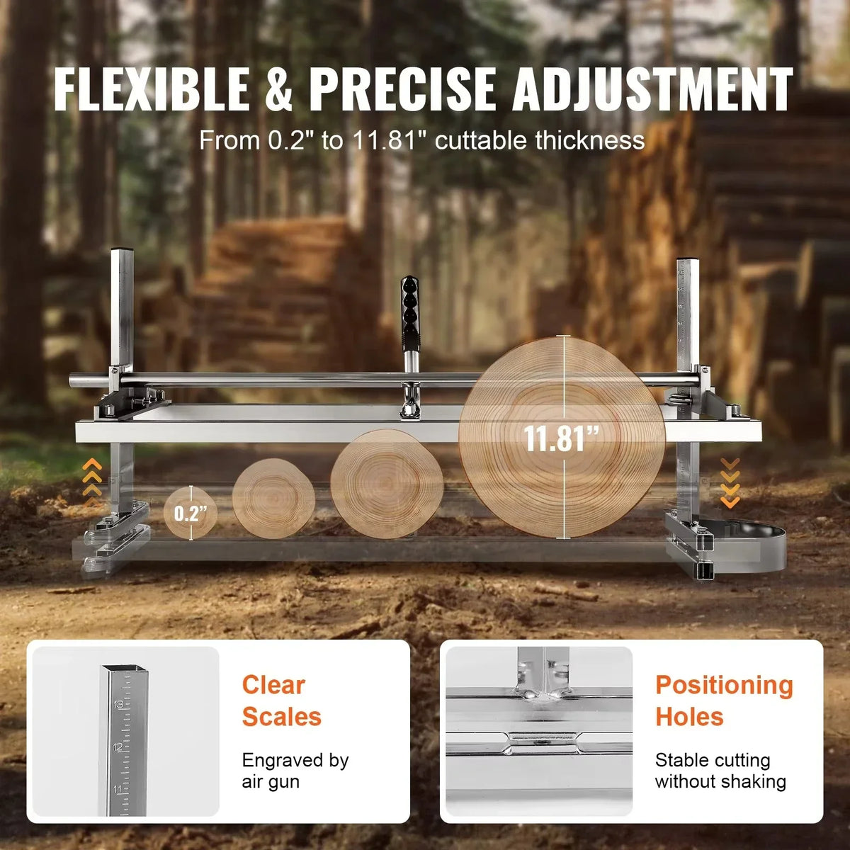 Portable Sawmill 14"-36" Guide Bar Galvanized Steel Chainsaw Planking Wood Lumber Cross Cutting Saw Mill for Woodworkers