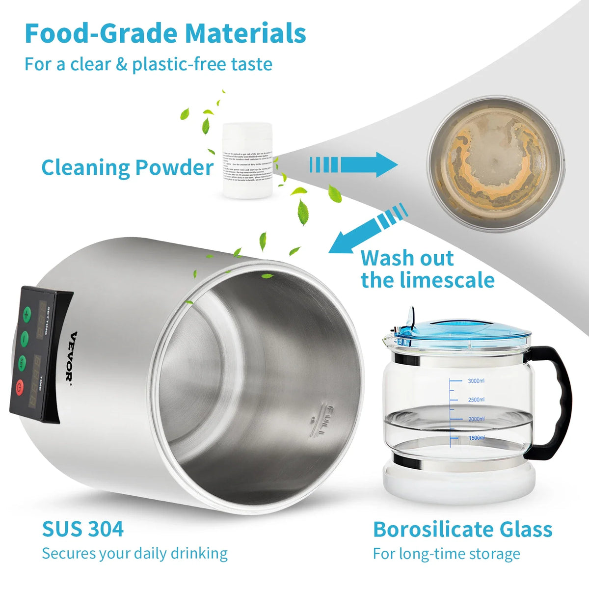 4L Water Distiller Purifier Filter 1 L/H Distilling Speed Dispenser Drinking Bottle Softener Touch Screen Home Appliance