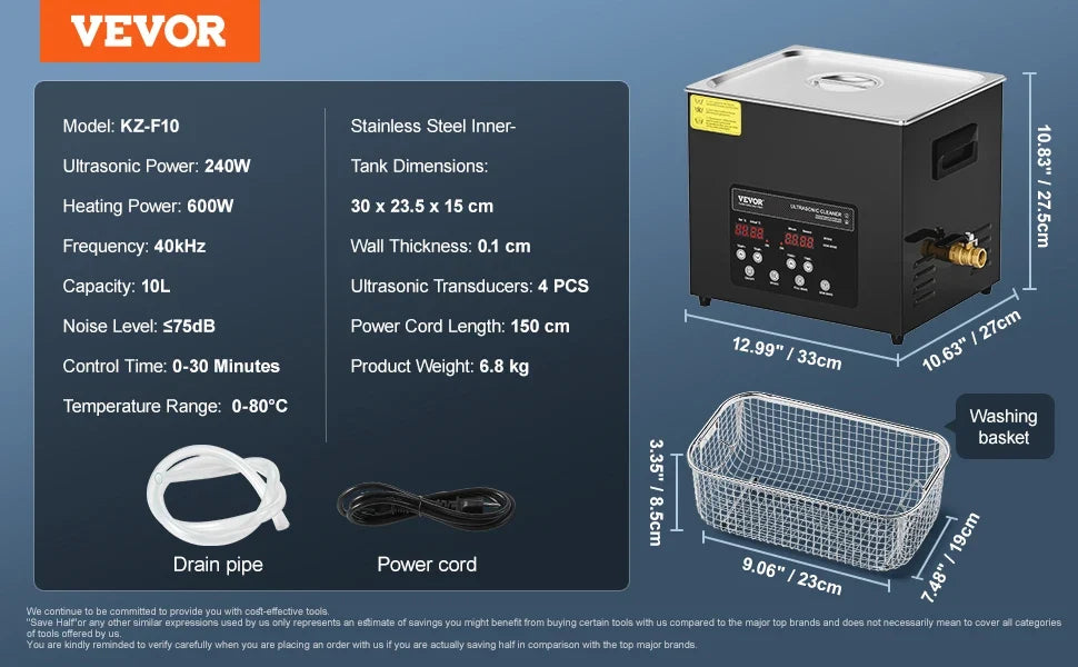 Ultra Sonic Cleaner 2/3/6/10/15/30L 300W 40kHz Digital Ultrasonic with Timer&Heater with Basket for Gun Parts Bullets