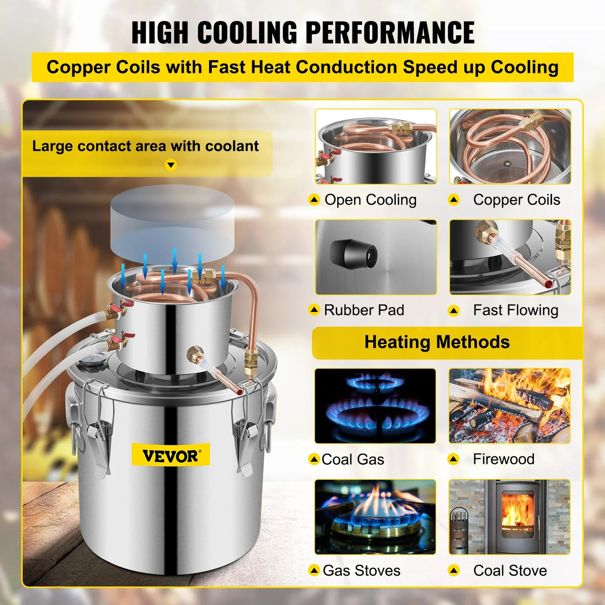 3/5/8 GAL Water Alcohol Distiller Copper Wine Making Boiler Multi Home DIY Brewing Distilling Kit for Fruit Wine Brandy