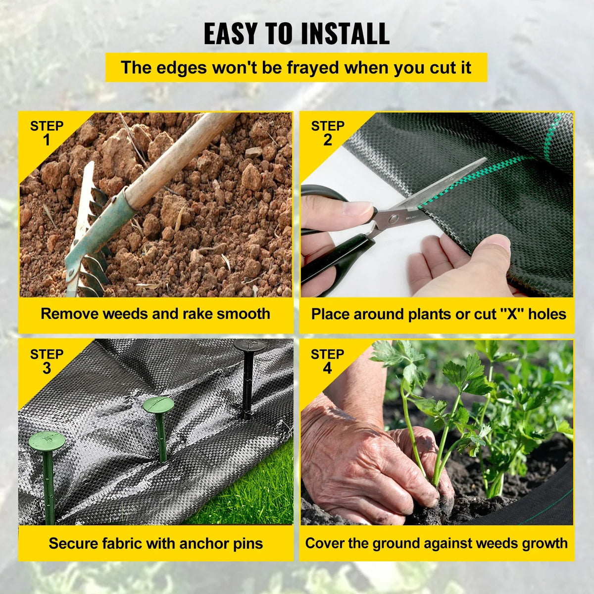 Weed Control Fabric Textile Fabric Heavy Duty Woven Ground Cover Weed Barrier Cloth Blocker Mat for Greenhouse Yard Garden