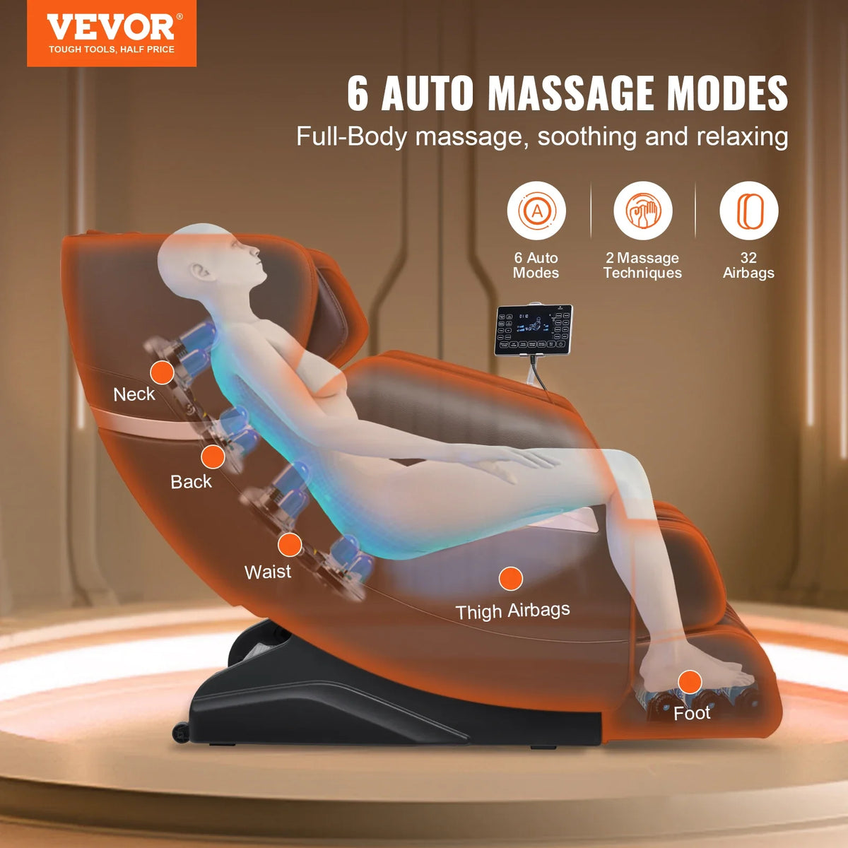 Massage Chair - Full Body Zero Gravity Chair with Multiple Automatic Modes, 3D Shiatsu, Heating, Bluetooth Speaker, Airbag