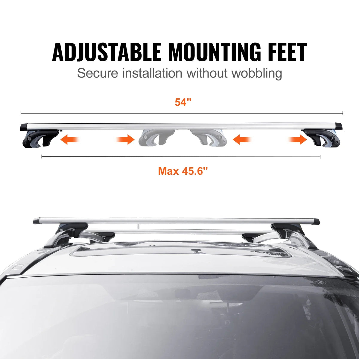 Universal Roof Rack Cross Bars, 54" Aluminum Roof Rack Crossbars,Fit Existing Raised Side Rail w/Gap,200 lbs Load Capacity