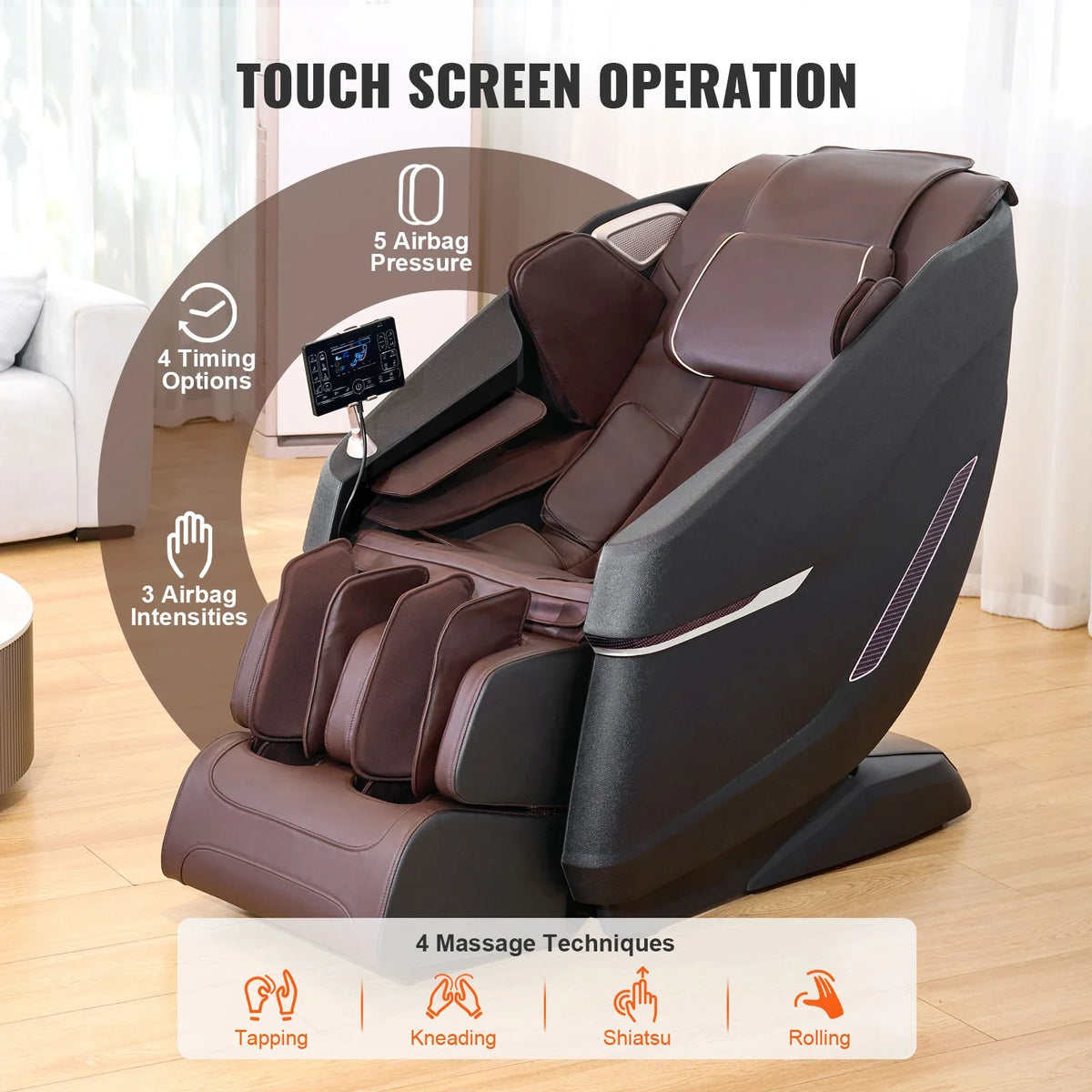 Massage Chair w/Flexible SL Rail, 3D Full Body Shiatsu Massager, Zero Gravity,10 to 18 Automatic Modes,Heating,Air Cushion