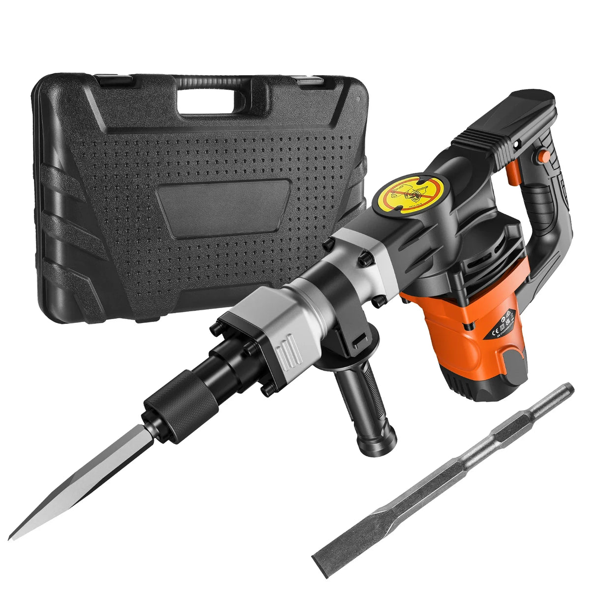 Demolition Jack Hammer 1400W Electric Jackhammer Heavy Duty 2900 BPM Concrete Breaker 2pcs Chisels Bits Chipping with Case