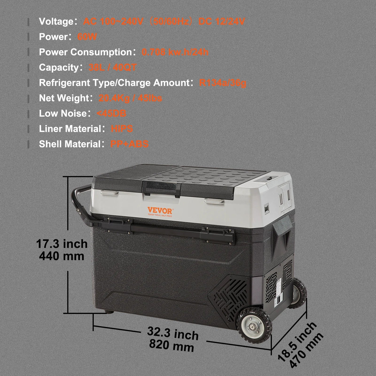 35L 38L 45L 53L 55L Car Refrigerator, -4℉-50℉ Dual Zone Portable Freezer, Compressor Cooler for Outdoor, Camping, Travel