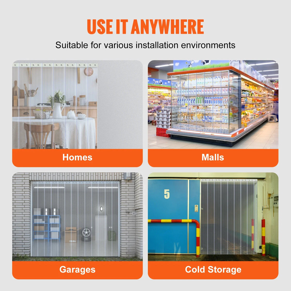 150ft Clear Strip Curtain Ribbed Plastic Durable Door Strips PVC Bulk Roll for Warehouses Factories, Supermarkets