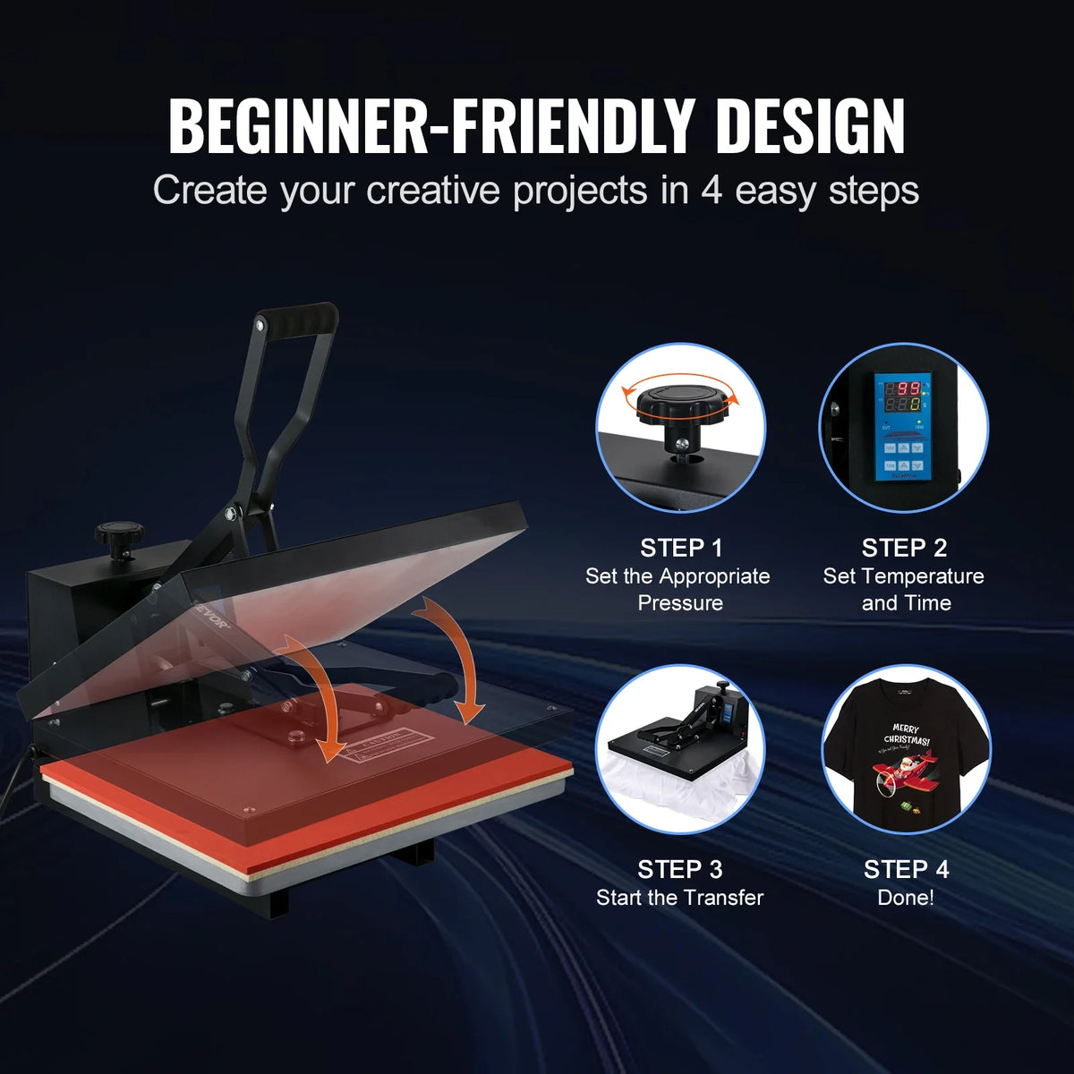 Heat Press Machine 16x20In, 1700W, Fast Heating, High Pressure Heat Press Machine, Digital Industrial Sublimation Printer