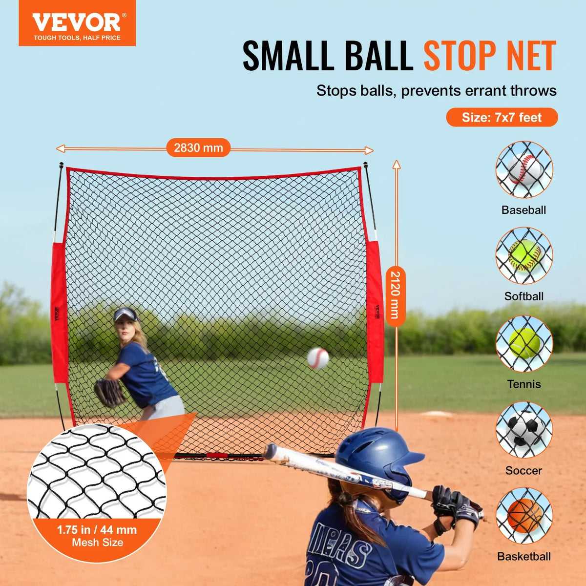 Barricade Backstop Net Ball Sport Barrier Netting Portable Practice Equipment with Carry Bag Protect Screen for Training