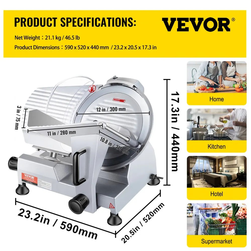 Meat Slicer  Electric Deli Food Slicer with   SUS420 Stainless Steel Blade and Built-in Sharpening Stone
