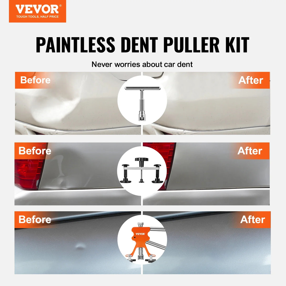 107 PCS Dent Removal Kit Slide Hammer T-bar Dent Puller Suction Cup Dent Puller for Auto Body Dents Hail Damage Door Ding