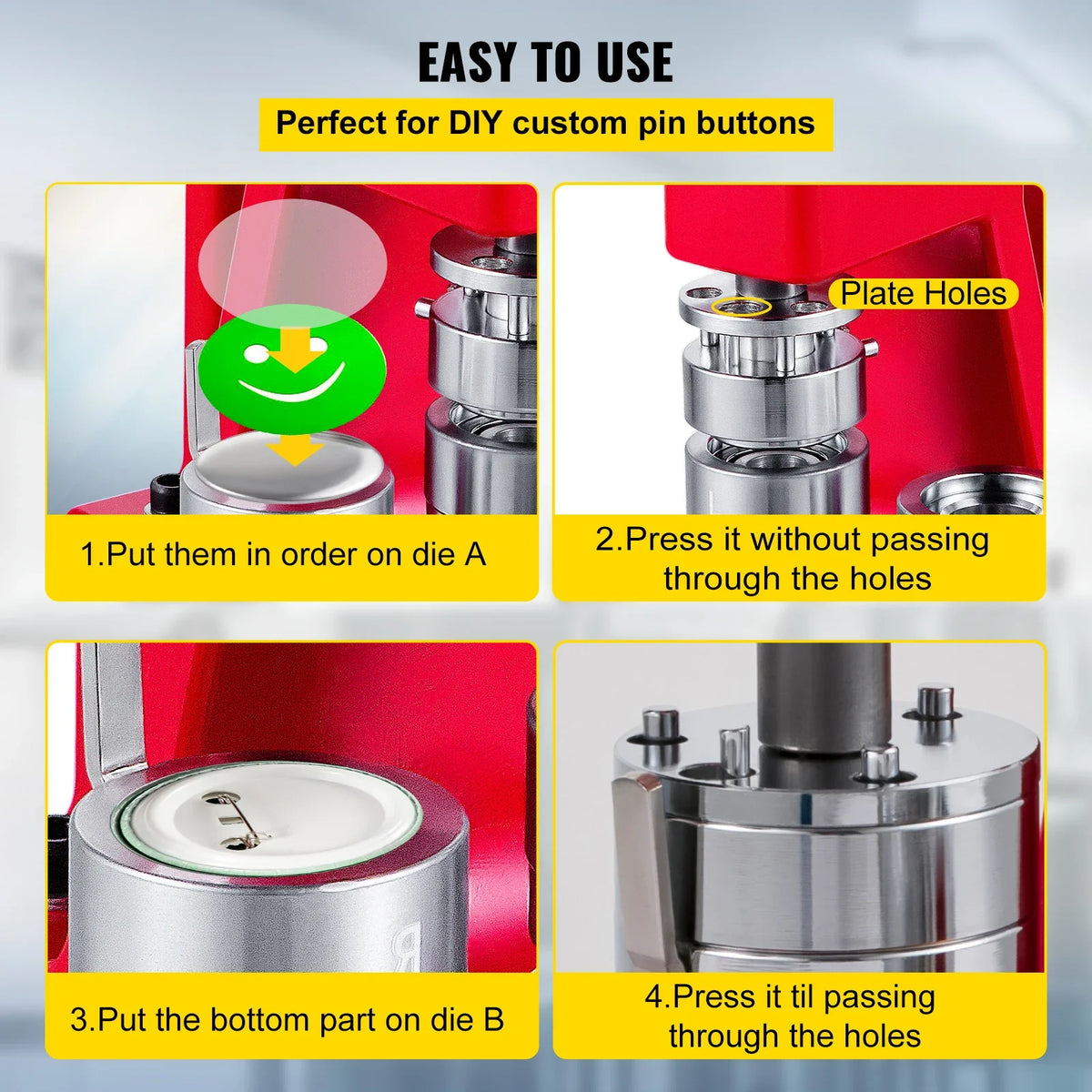 25MM 58MM Badge Maker Machine DIY Button Pin Brooches Press Making Tool with 500Pcs Circle Manufacture Button Parts