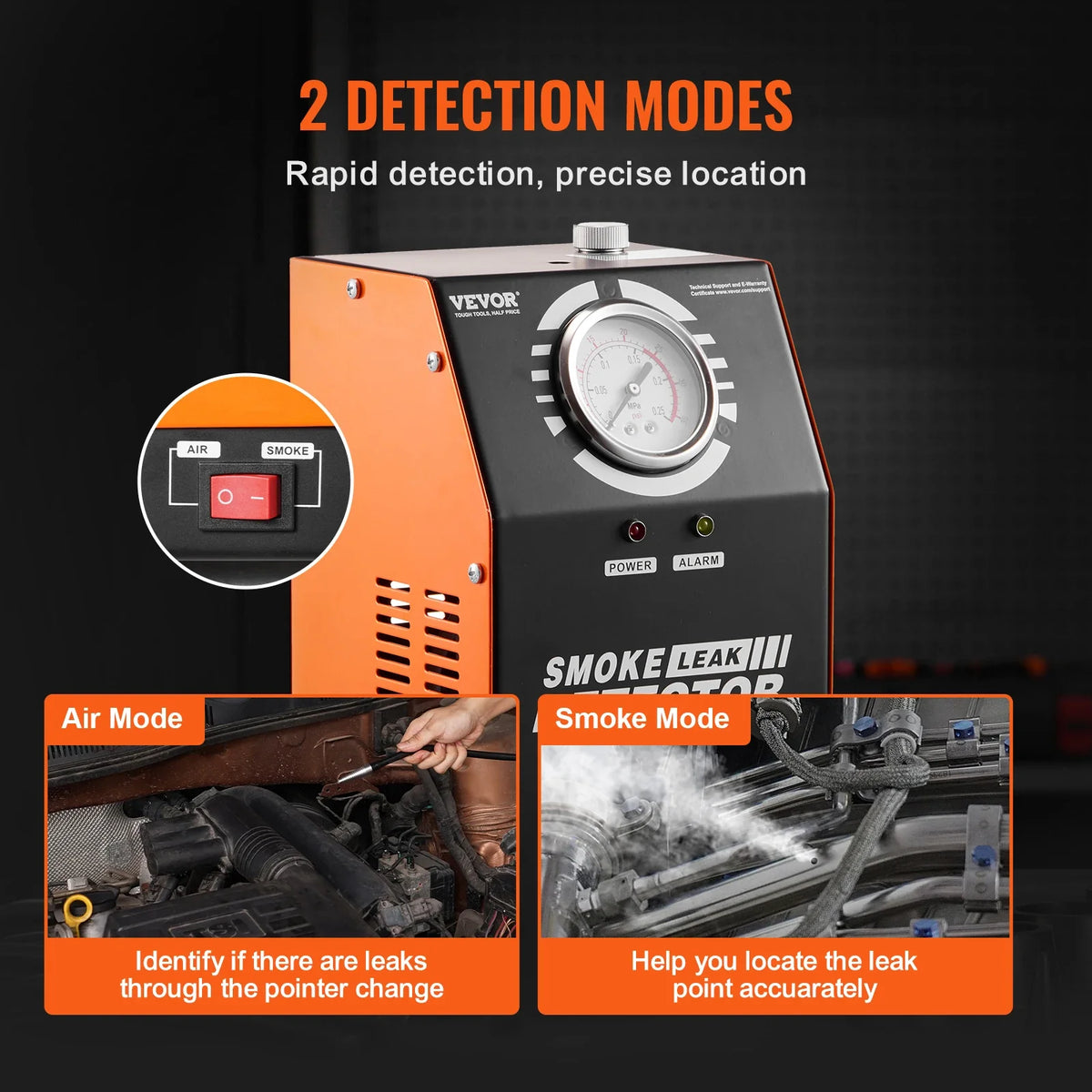 Automotive Smoke Machine Leak Detector EVAP Smoke Machine Leak Tester 2-Mode Vacuum Diagnostic for EVAP Fuel Pipe System