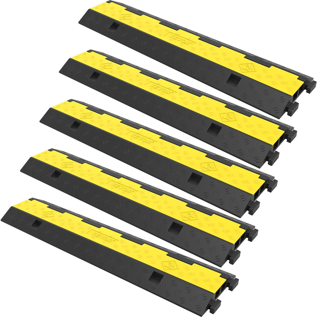 Cable Protector Ramp Wire Cable Cover Cord Guard 2 Channels Rubber + PVC 11000LBS Speed Bump Parking Lots Driveway Traffic