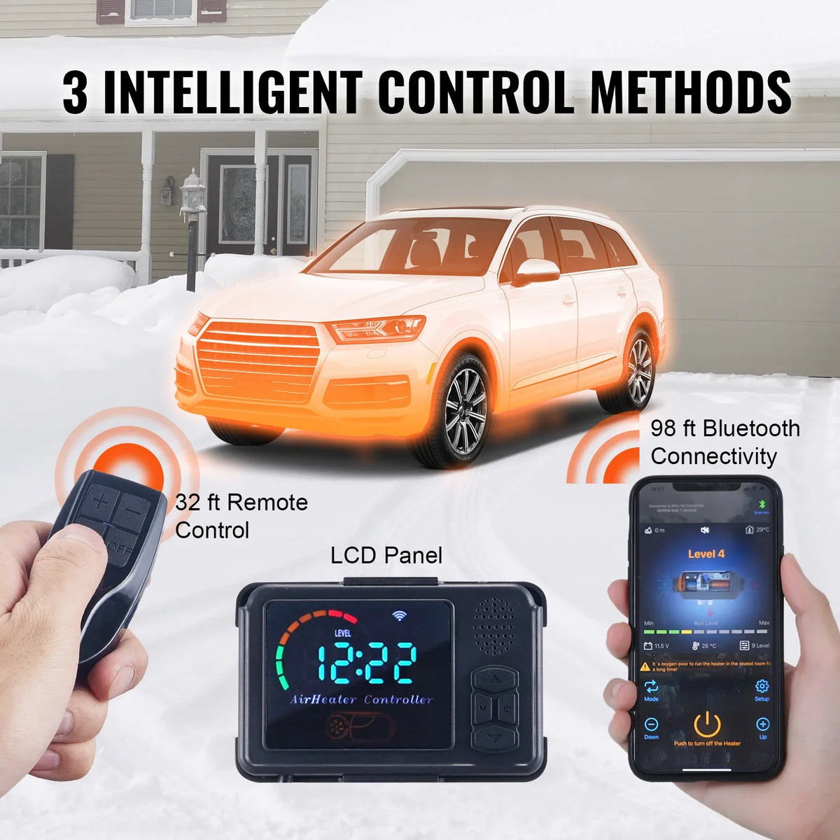 8 KW Diesel Air Heater Bluetooth App Control Remote Control and LCD Portable Parking Heater for Home RV Trailer Camper Van