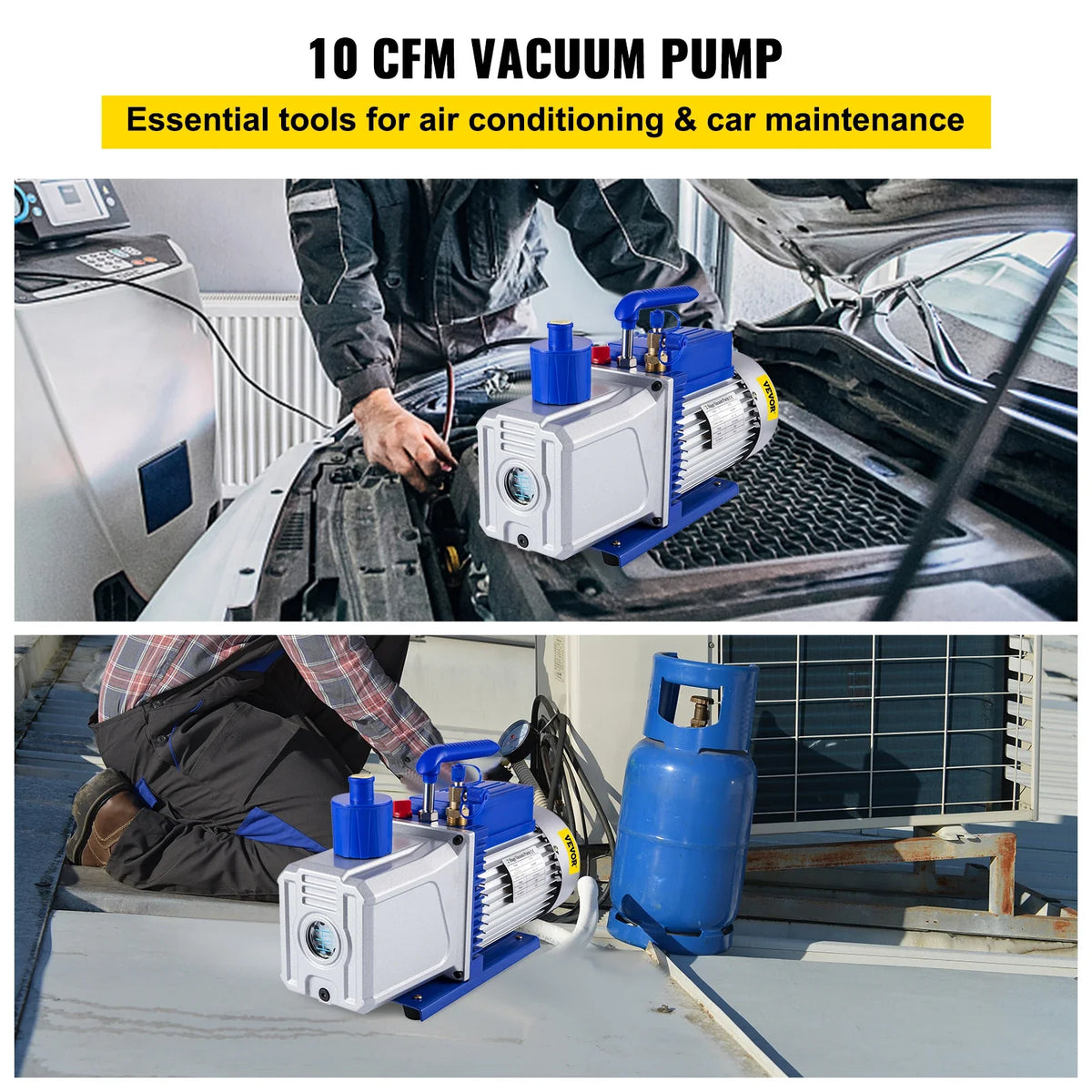 10CFM 1HP Vane Ultimate HVAC Rotary Auto AC Refrigerant Vacuum Pump, for Automobile Reparation Vacuum Evacuation